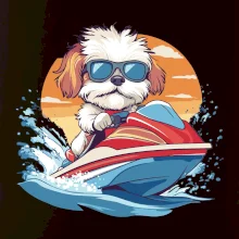 Bišónik na vodnom skútri