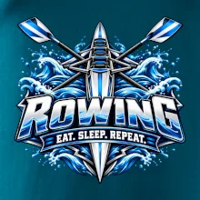 Veslařská loď se zkříženými vesly eat sleep repeat