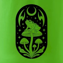 Goblincore čiernobiela oválna žaba