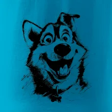 Čiernobiela karikatúra husky