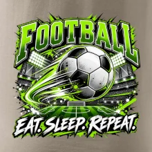 Futbalová lopta a štadión eat sleep repeat