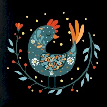 Folklór - sliepky s margarétkami