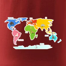 Svetové kontinenty s názvami a zvieratkami