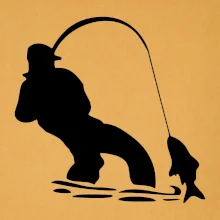 Rybár ťahajúce rybu