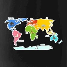 Svetové kontinenty s názvami a zvieratkami