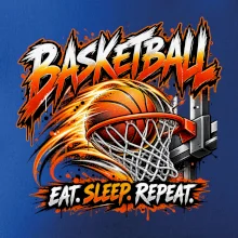 Basketbalový kôš s loptou eat sleep repeat