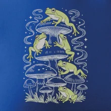 Goblincore frogs and various mushrooms