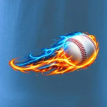 Letící baseballový míček v plamenech