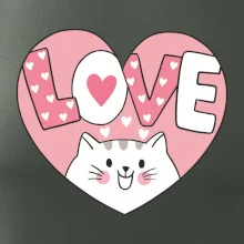 Mačka love - ružové srdce