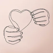 Ruka držiaca srdce jedným ťahom