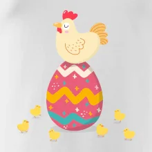 Sliepka sediaca na veľkonočnom vajci Sliepka sediaca na veľkonočnom vajci