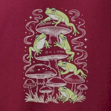 Goblincore frogs and various mushrooms