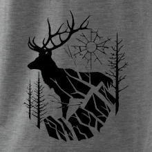 Jeleň v lese krivky