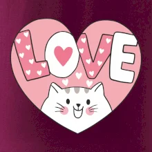 Mačka love - ružové srdce
