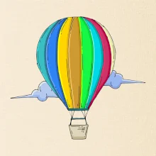 Teplovzdušný balón v oblakoch