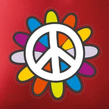Peace symbol s kreslenou kvetinou