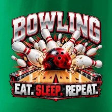 Bowlingová guľa a kolky eat sleep repeat