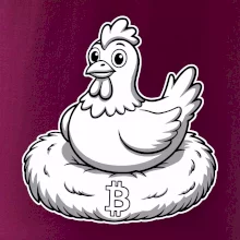 Kurča sediace na bitcoinovom hniezde