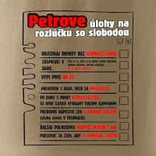 Tričko na rozlúčku s úlohami vpredu