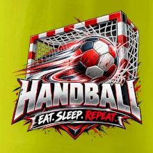 Hádzanárska lopta v bránke eat sleep repeat