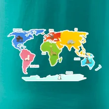 Svetové kontinenty s názvami a zvieratkami