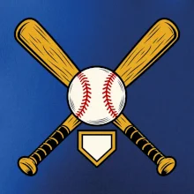 Zkřížené baseballové pálky a míček