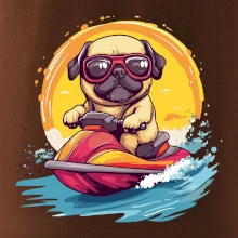 Mops na vodnom skútri