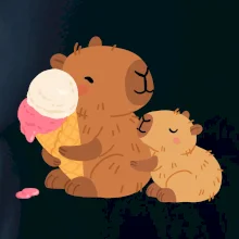 Kapybara so zmrzlinou