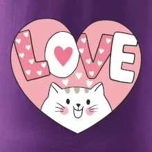 Mačka love - ružové srdce