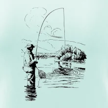 Kreslený rybár s podberákom
