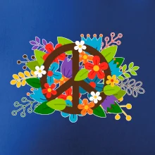 Peace symbol prerastený kvetinami