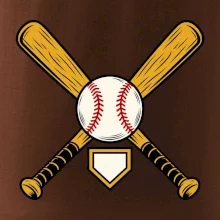 Zkřížené baseballové pálky a míček