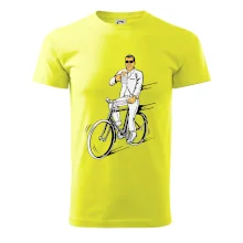 Gentleman na bicykli s pivom