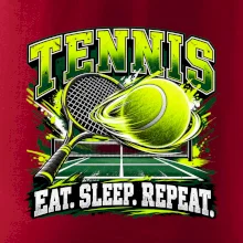 Tenisová raketa a míček eat sleep repeat