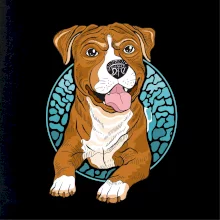 Americký staford kreslený v koliesku (Pecka design)