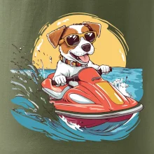 Jack russell teriér na vodnom skútri
