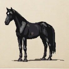 Čierny kôň pixel