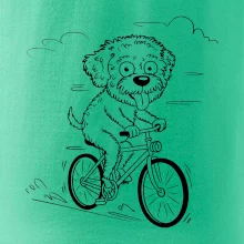 Lagotto romagnolo karikatúra na bicykli čierna
