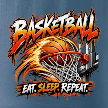 Basketbalový kôš s loptou eat sleep repeat