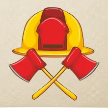 Hasičská helma a sekera