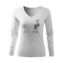 Kreslený rybár na pni