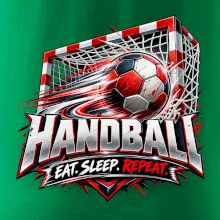Hádzanárska lopta v bránke eat sleep repeat