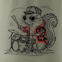 Squirrel playing drums