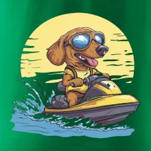 Jazvečík na vodnom skútri