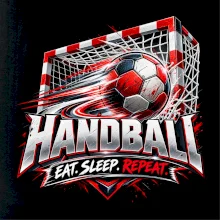 Hádzanárska lopta v bránke eat sleep repeat