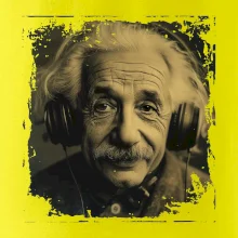 Albert Einstein so slúchadlami