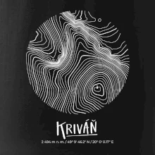 Kriváň - vrstevnice v kruhu