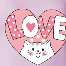 Mačka love - ružové srdce