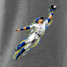 Baseballový polař chytá míček ve výskoku