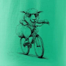 Ovce s okuliarmi na bicykli